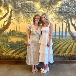 Elegant Floral and White Tiered Women Dresses